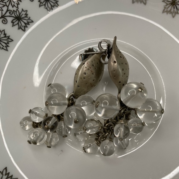 Celia Landman vintage silver earrings with clear crystal beads - Picture 2 of 4